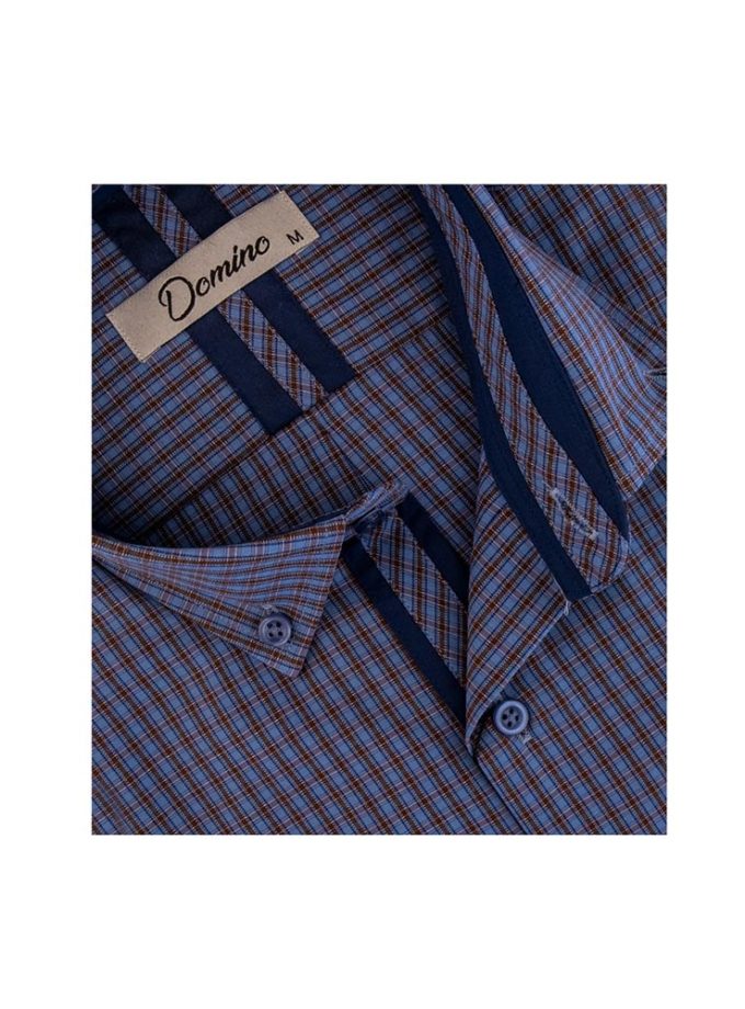 Blue - Brown Check Shirt - Comfort Fit - By "Domino"