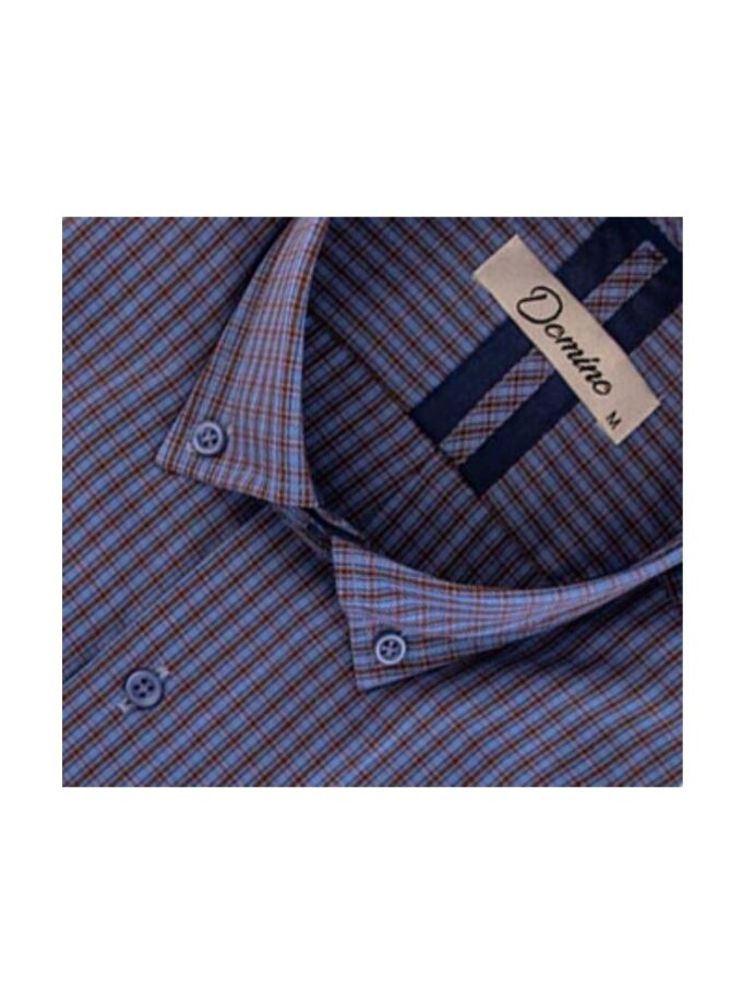 Blue - Brown Check Shirt - Comfort Fit - By "Domino"