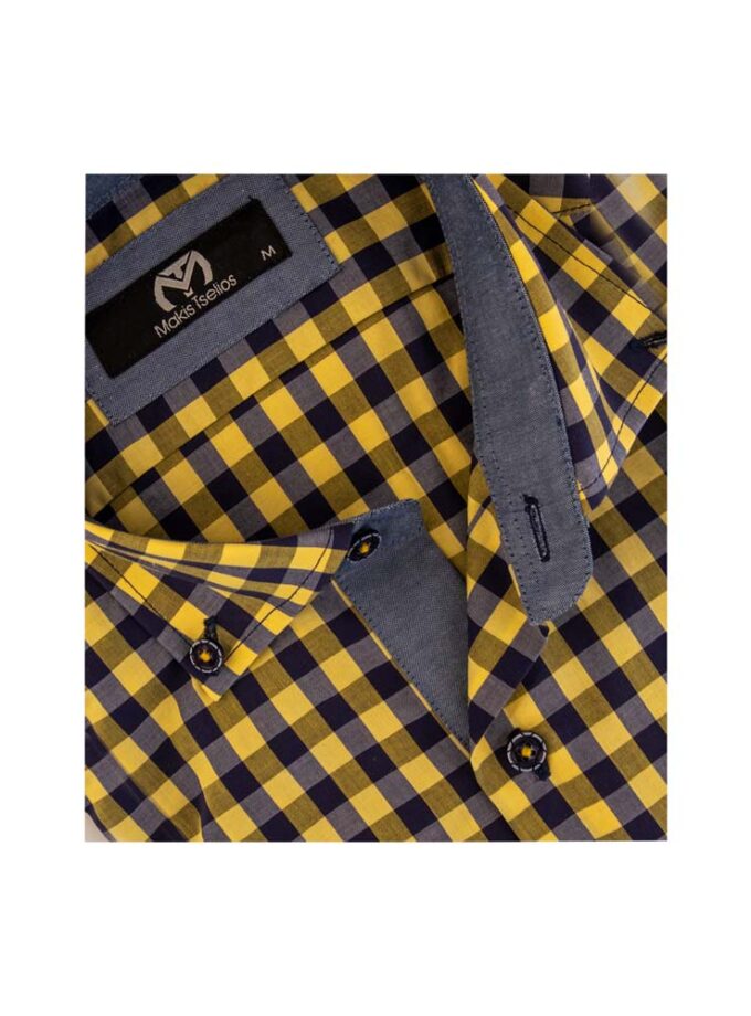 Πουκάμισο MAKIS TSELIOS Μπλε Κίτρινο Καρό