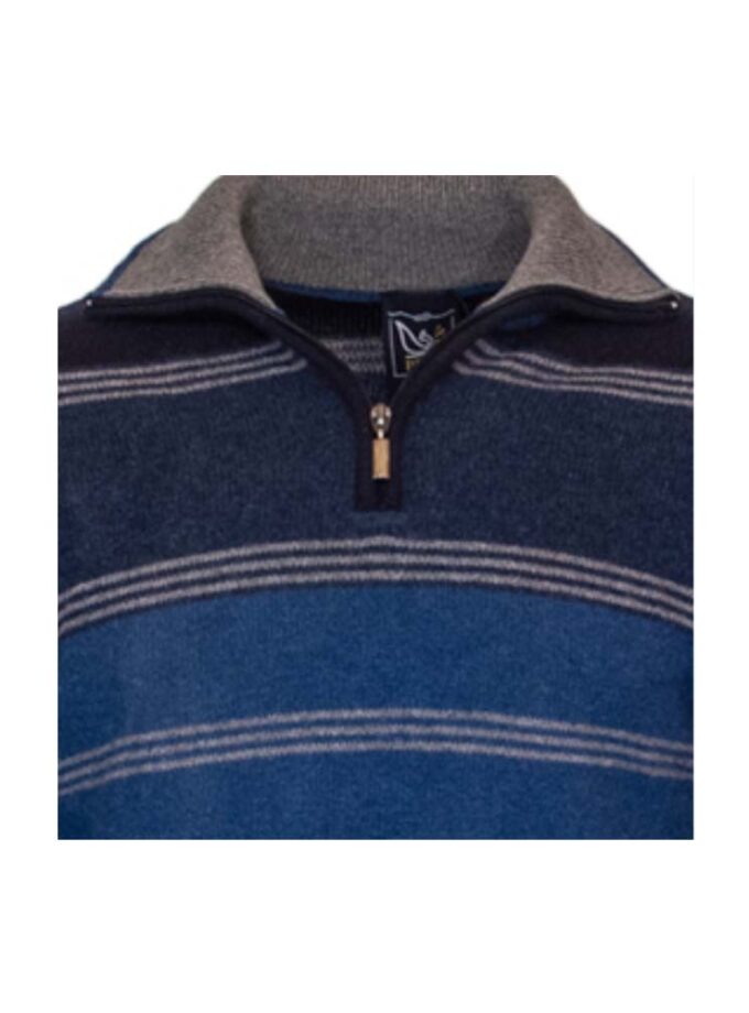 Πουλόβερ με Γιακά Φερμουάρ και Ρίγες Μπλε PHOENIX