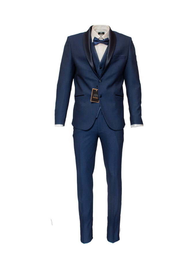 Suit Blue Matching Vest Bow Tie Detachable Skirt "MAKIS TSELIOS"