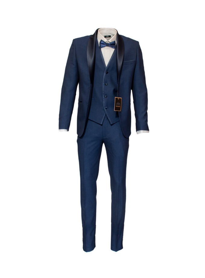 Κοστούμι Μπλε Ασορτί Γιλέκο Παπιγιόν Αποσπώμενο Πέτο “MAKIS TSELIOS”