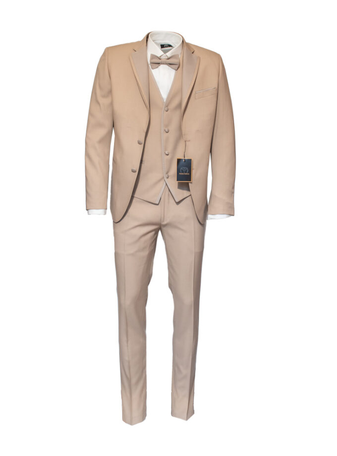 Suit Beige Matching Vest Bow Tie Detachable Skirt "MAKIS TSELIOS"