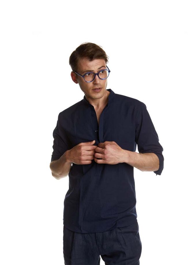 Πουκαμίσα Slim με Μάο Γιακά Bizzaro Μπλε