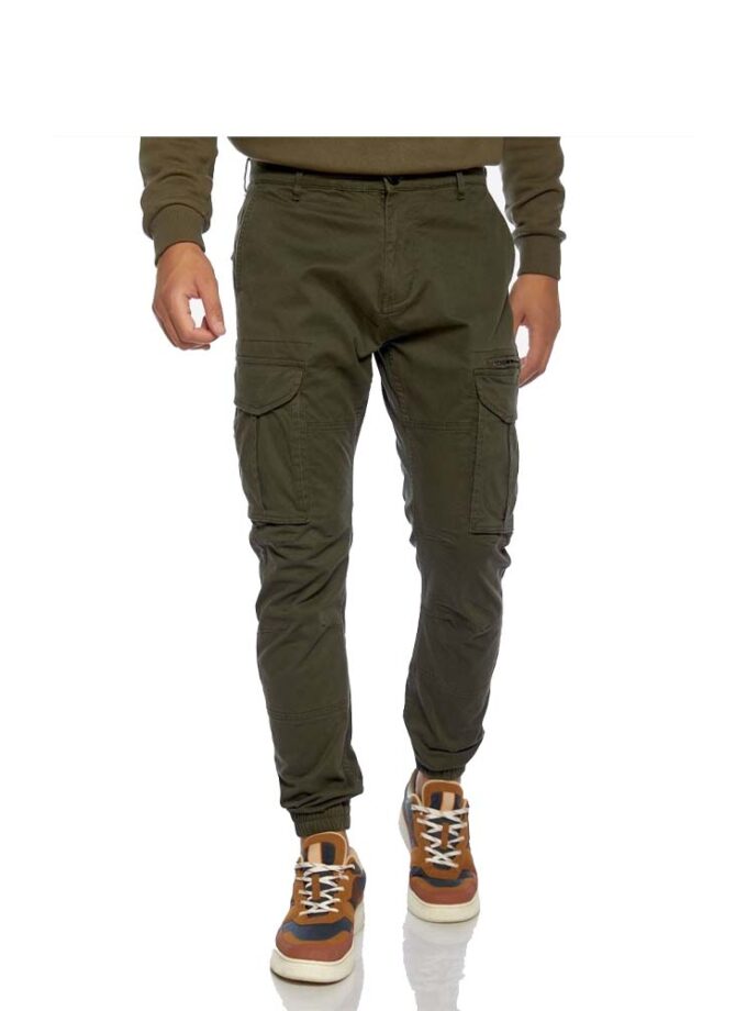 Men's Olive Cargo Pants with Elastic Camaro