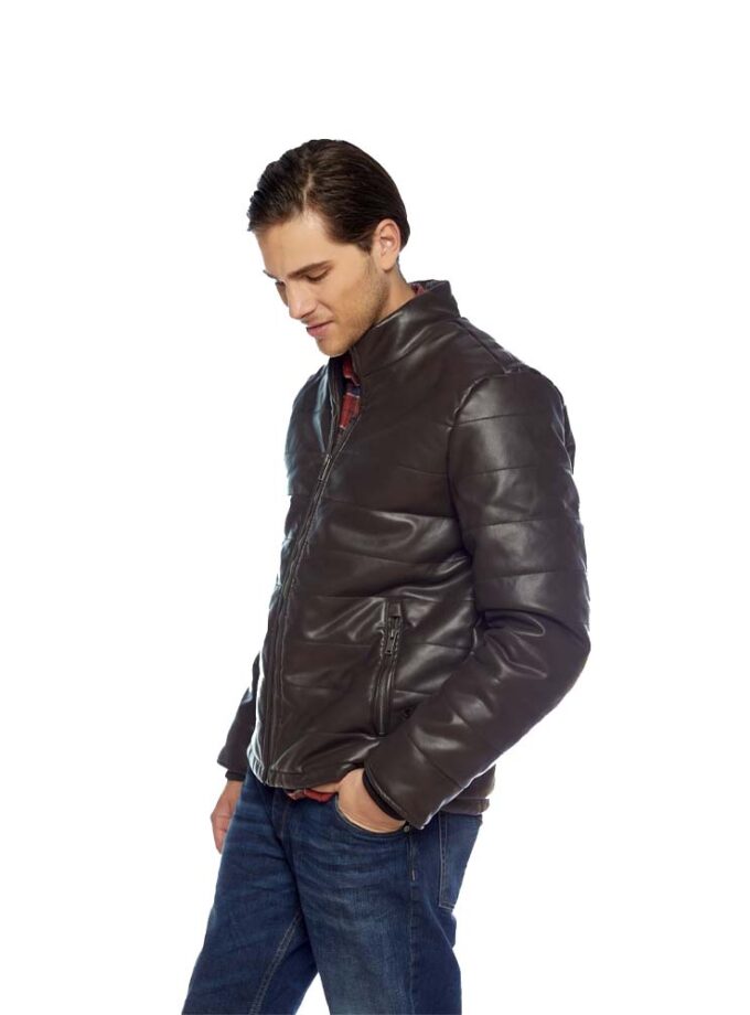 Ανδρικό Μπουφάν Καφέ Δερματίνη Brokers