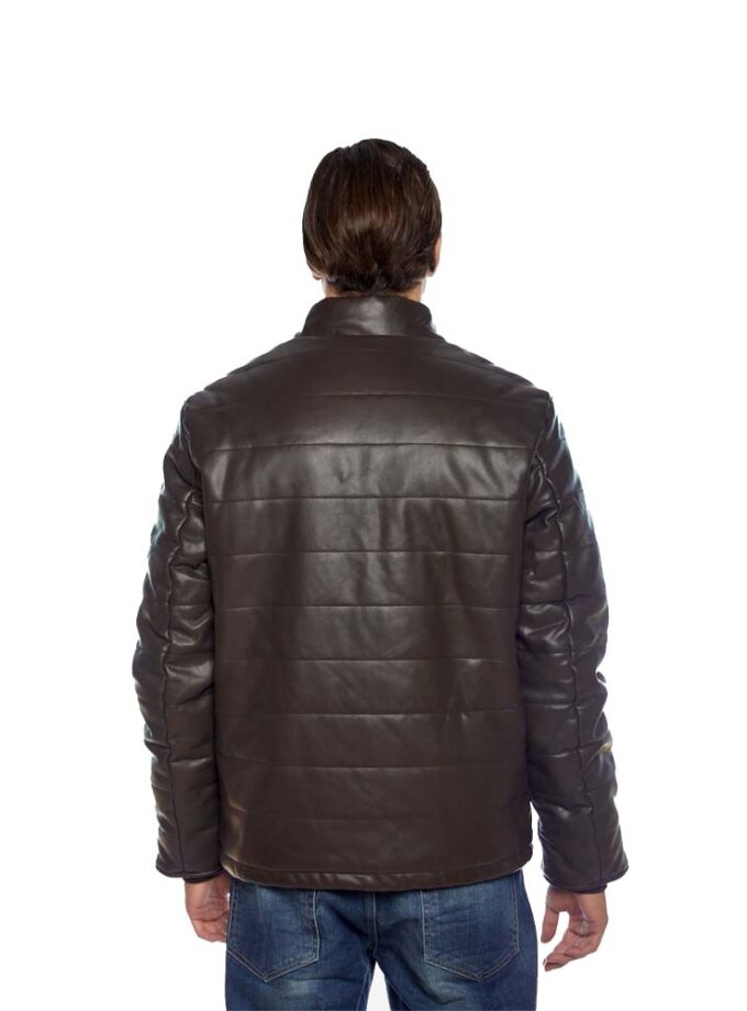 Ανδρικό Μπουφάν Καφέ Δερματίνη Brokers