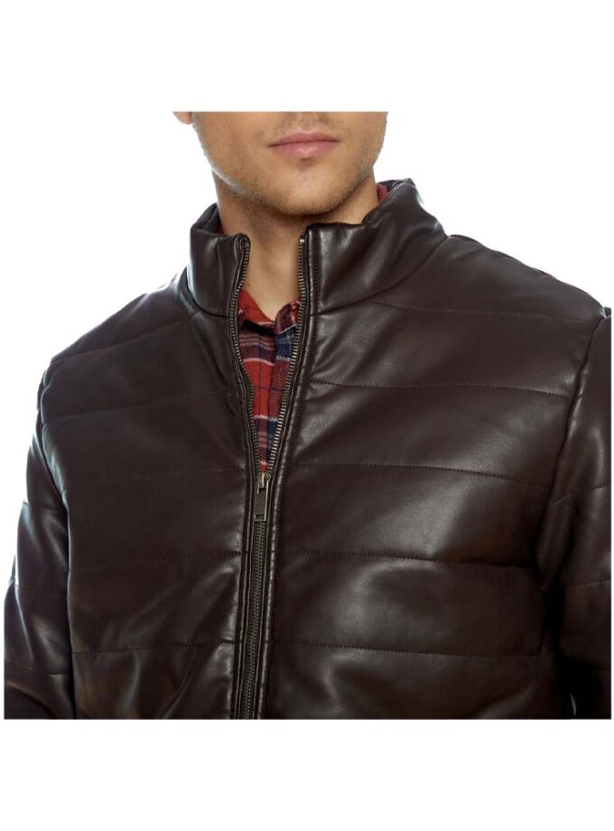 Ανδρικό Μπουφάν Καφέ Δερματίνη Brokers