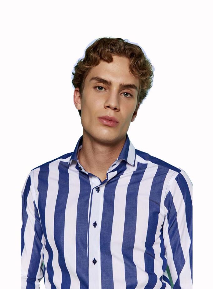 Πουκάμισο Slim Ριγέ Μπλε Bizzaro