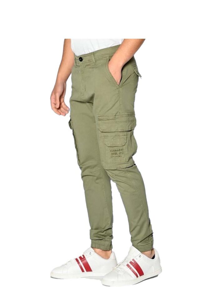 Ανδρικό Χακί Παντελόνι Cargo με Λάστιχο Camaro