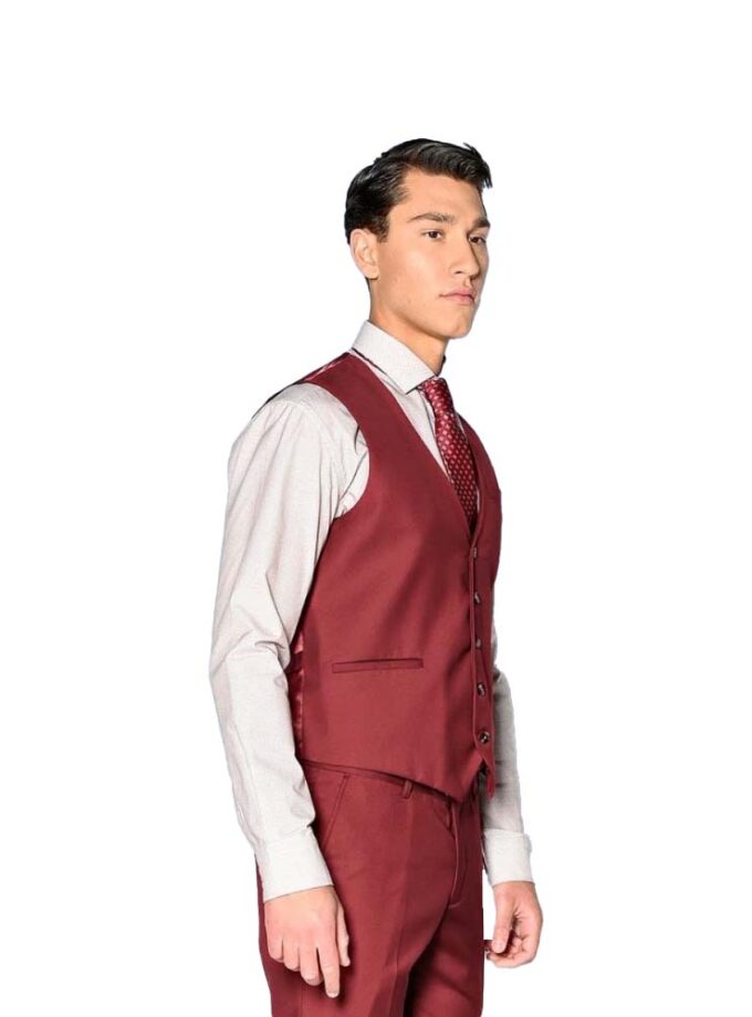 Κουστούμι Μπορντό Στενό Με Γιλέκο Sogo