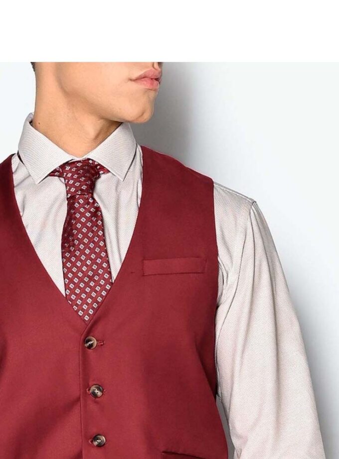 Κουστούμι Μπορντό Στενό Με Γιλέκο Sogo