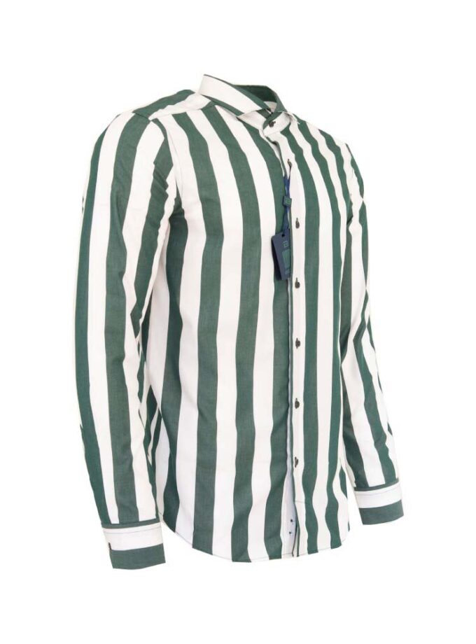 Shirt Slim Striped Green Bizzaro