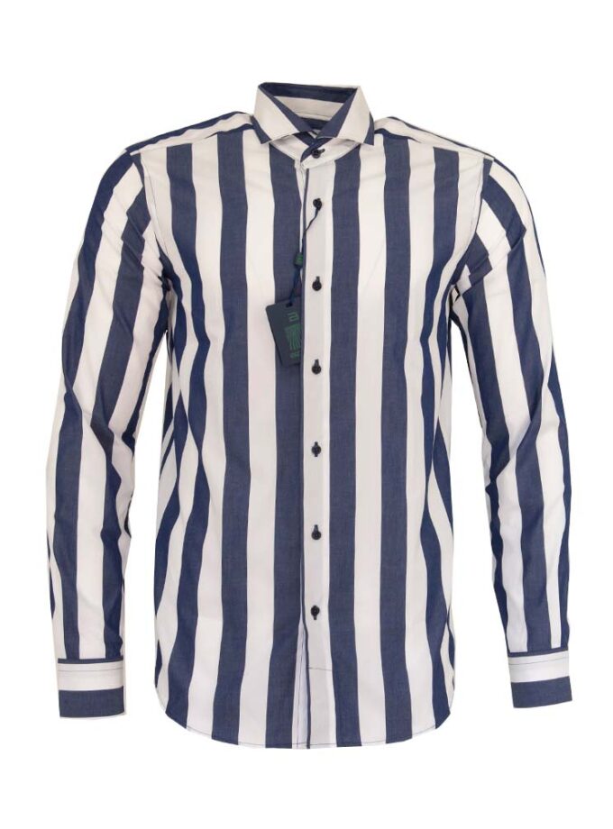 Shirt Slim Striped Blue Bizzaro