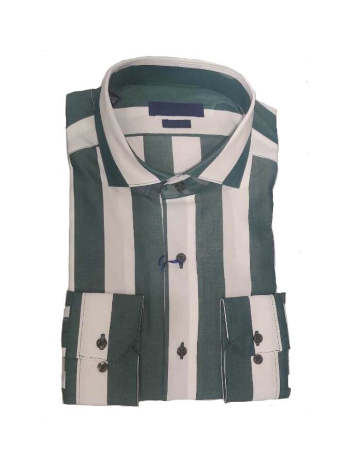 Shirt Slim Striped Green Bizzaro