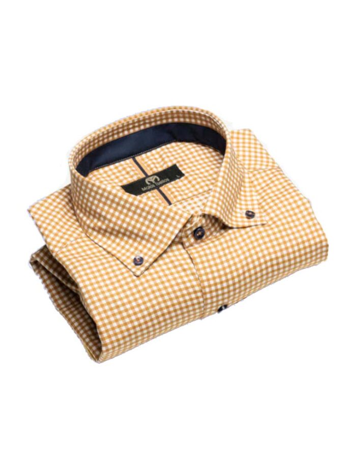 Πουκάμισο Makis Tselios Καρό Κάμελ