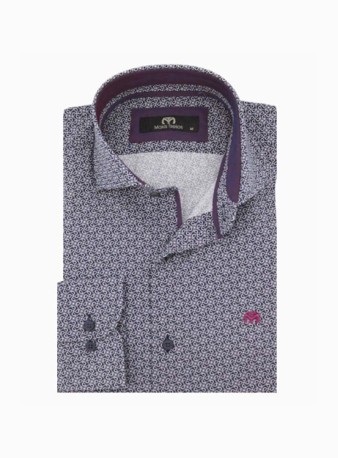 Πουκάμισο Makis Tselios Μωβ Μικροσχέδιο