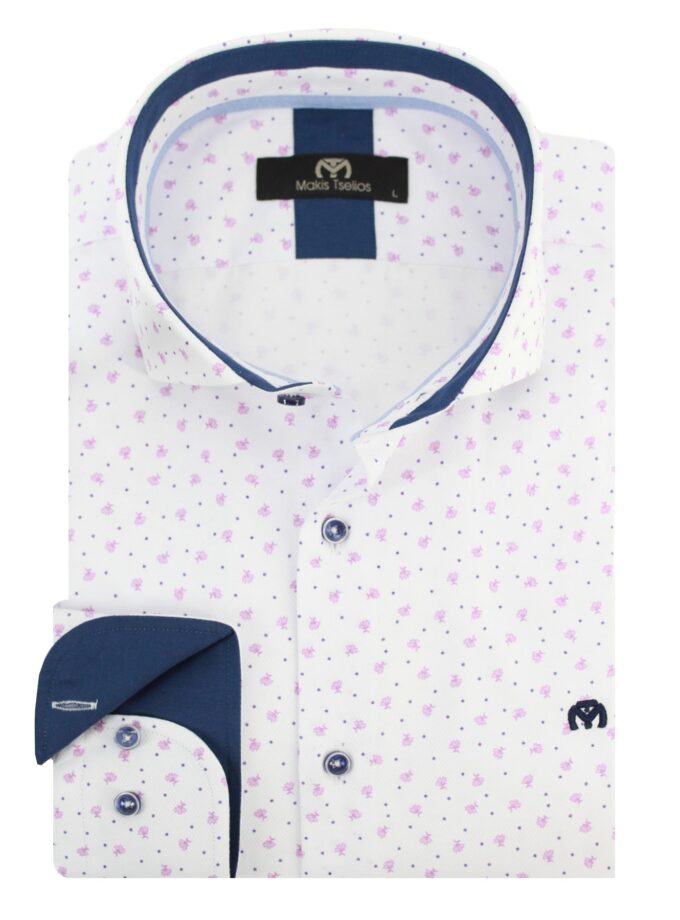 Πουκάμισο Makis Tselios Λευκό Μικροσχέδιο