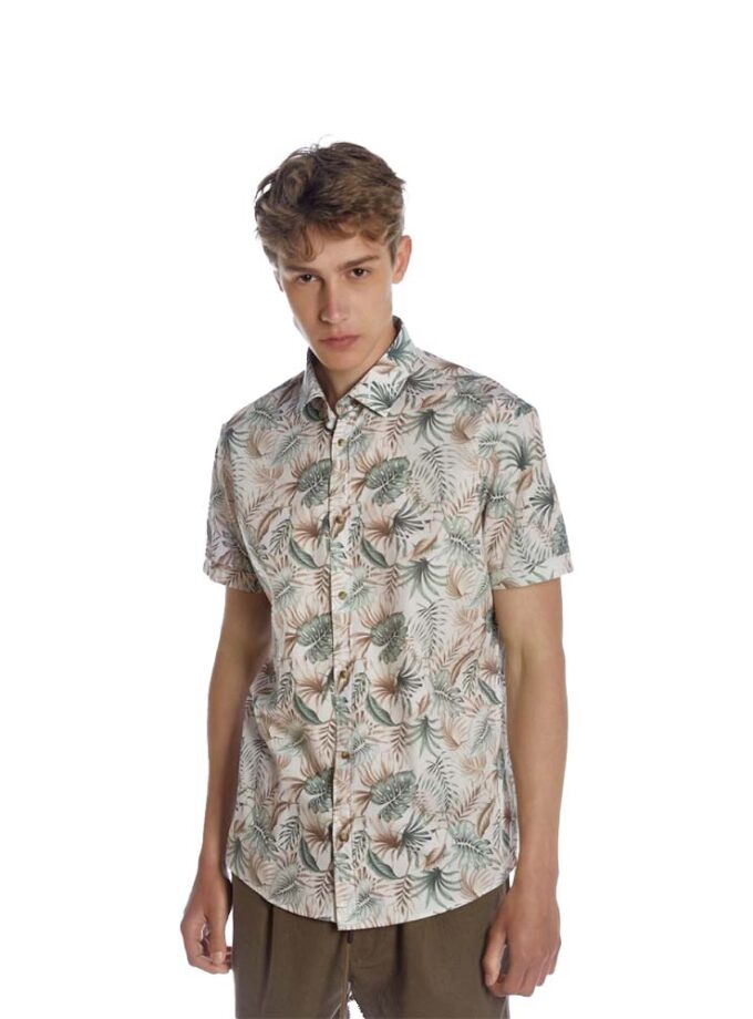 Πουκάμισο Κοντομάνικο Brokers Εκρού Floral