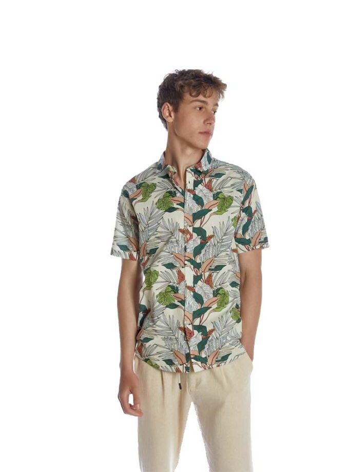 Πουκάμισο Κοντομάνικο Brokers Εκρού Floral