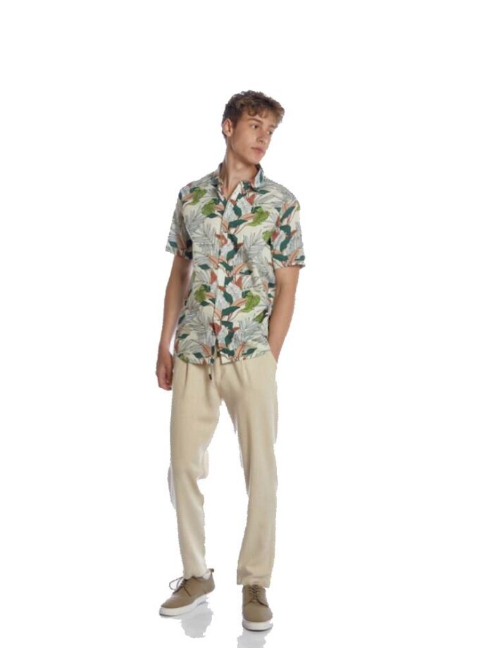 Πουκάμισο Κοντομάνικο Brokers Εκρού Floral